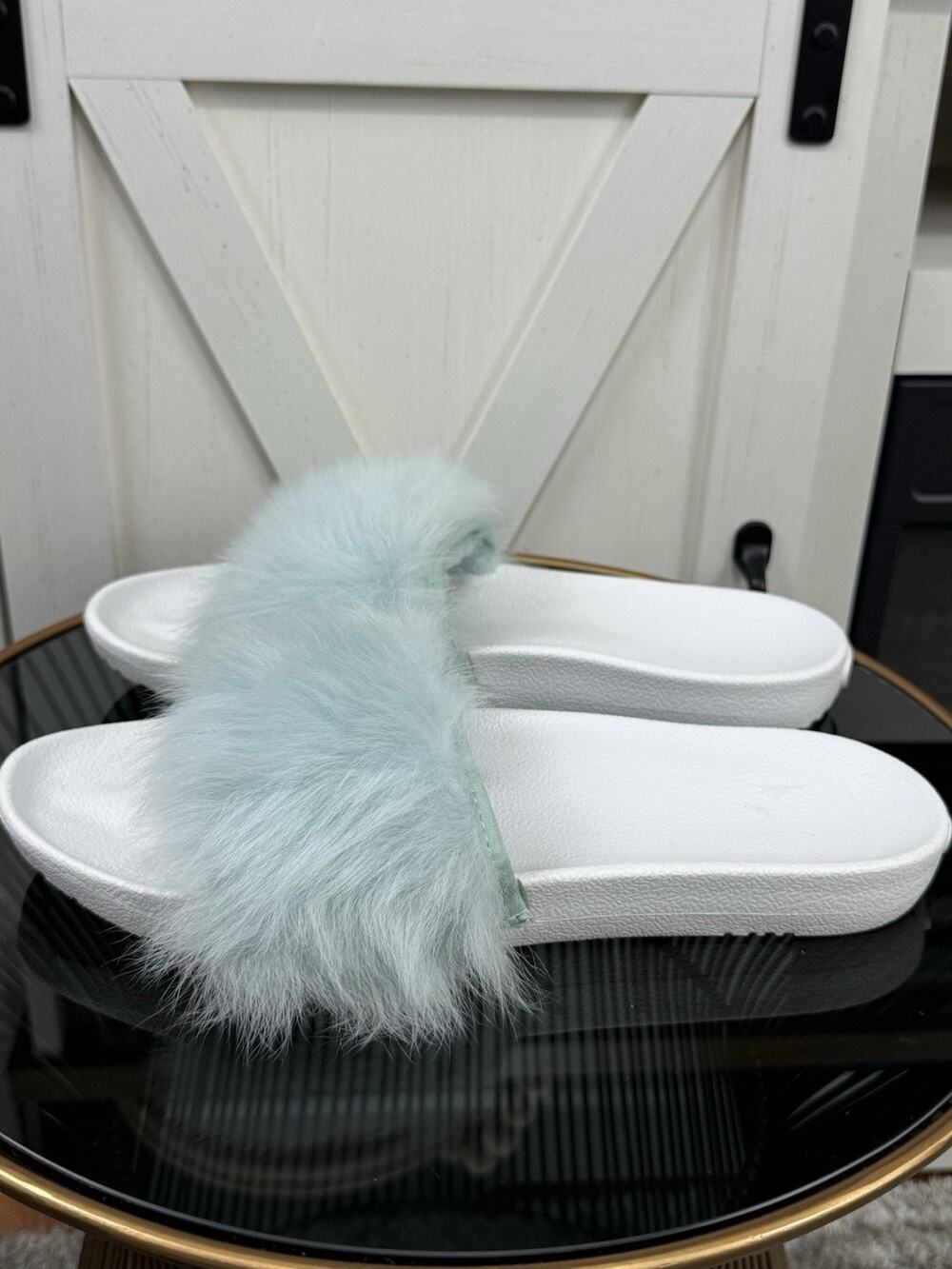 UGG Royale Baby Blue Toscana Fluffie Slide Slippers Sandals Women’s Size 11